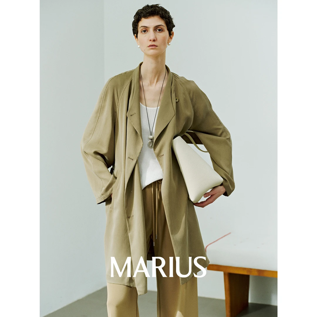 铜氨丝系列丨"鱼子酱风衣"日本进口铜氨插肩袖绒感长风衣