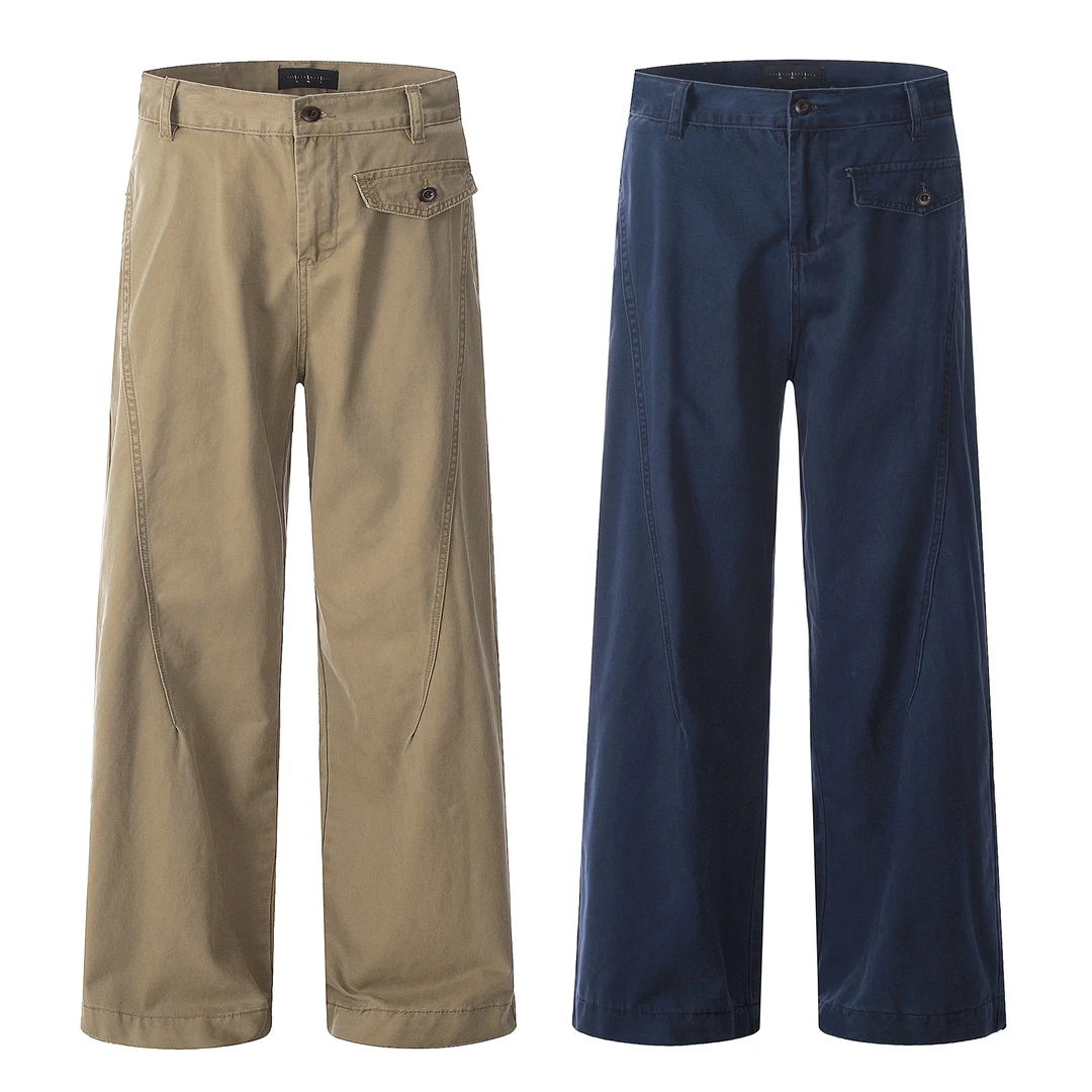 美式复古弯刀裤剪裁收脚工装裤男女宽松百搭休闲垂感长裤潮夏季