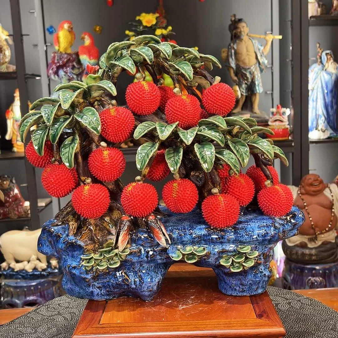 荔枝陶瓷艺术工艺品纯手工陶瓷制品