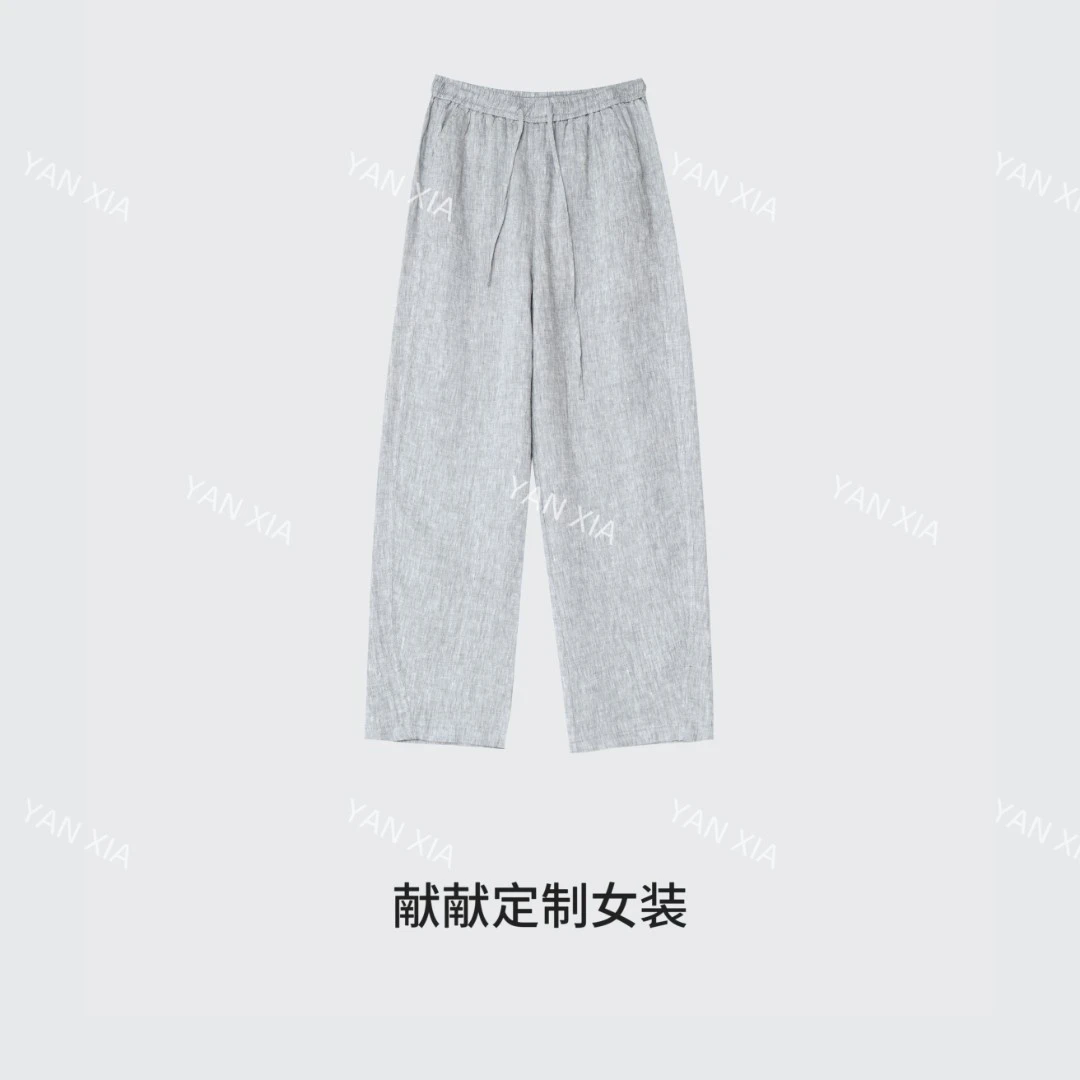 高货定制 100亚麻休闲裤 色织亚麻工艺 巨舒服 W-123