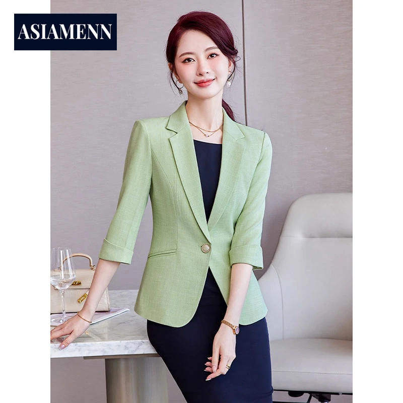 休闲西装套裙女夏季薄款2025年上班职业女裙套装高级感小西服外套