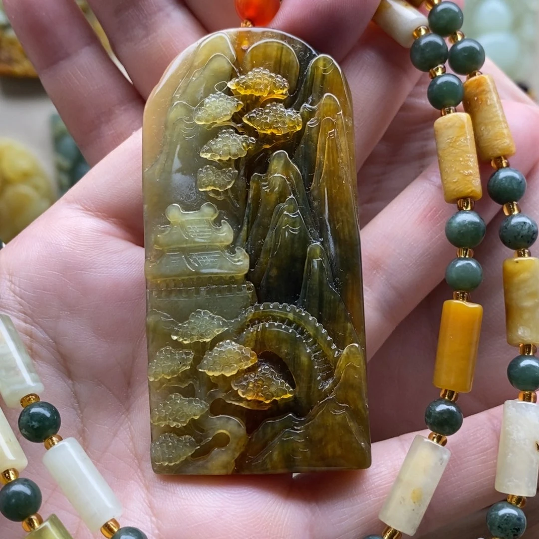 【闪购商品】未镶嵌岫玉颈饰山水
