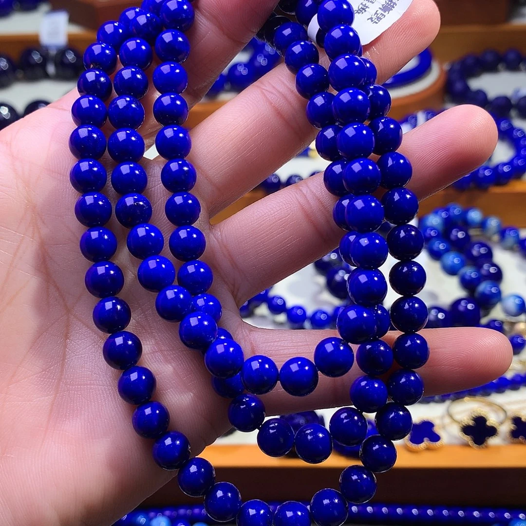 青金石未镶嵌手串7m收藏级帝王蓝108佛珠5590