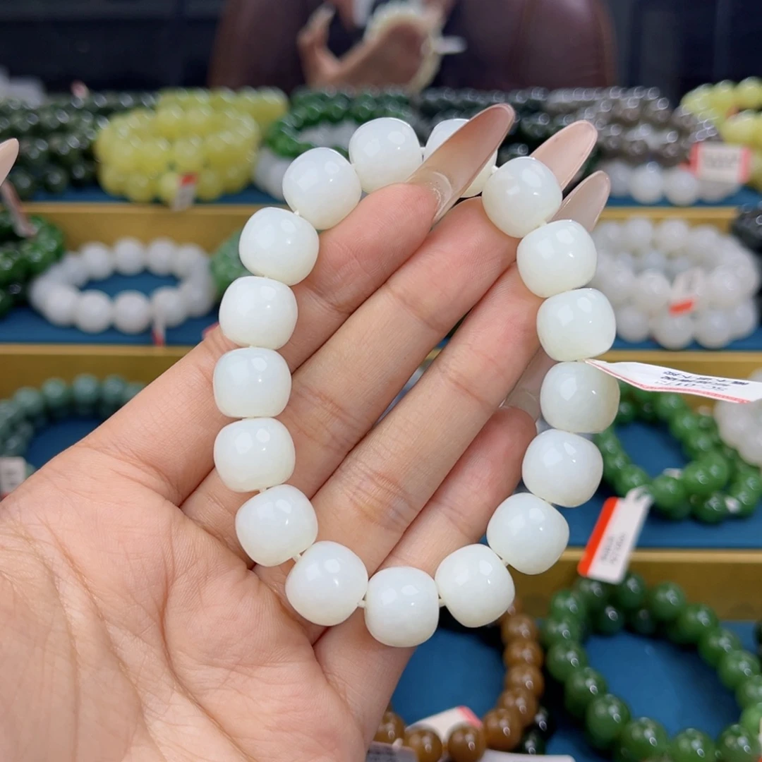 和田玉未镶嵌手链天然和田玉新疆且末天泰羊脂白玉手串13