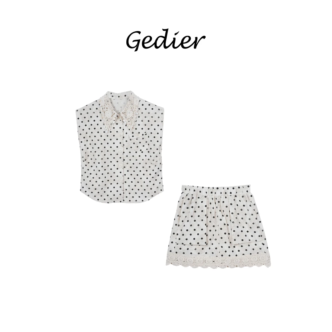 【歌蒂尔】日常穿搭简约时尚波点套装 出游拍照必备单品 DG520671Y