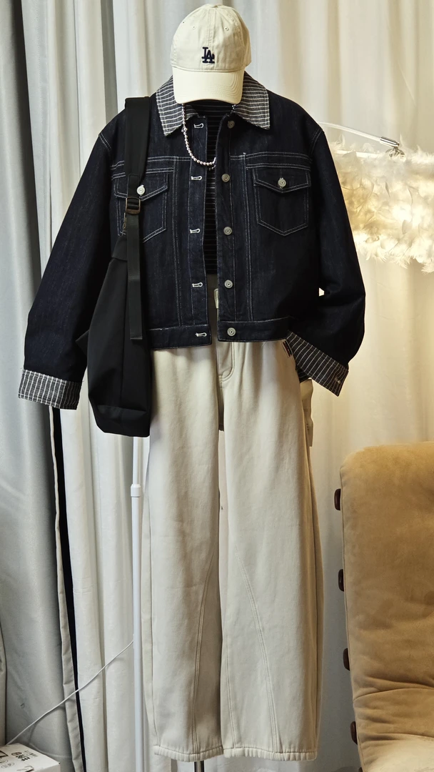 小众牛仔短外套女秋季新款爆款设计感夹克上衣 7717