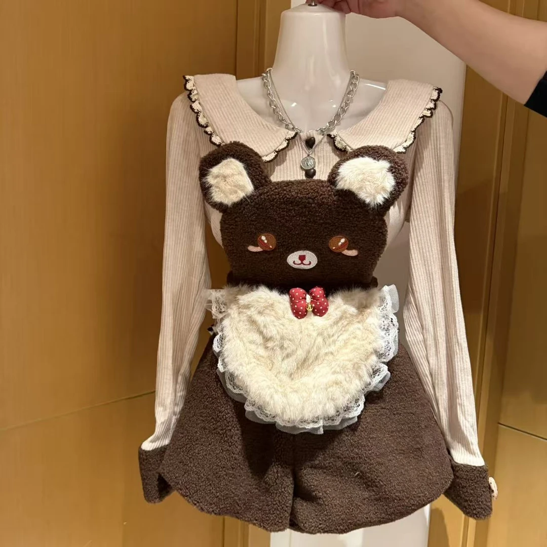 RW家小熊饼屋甜妹上衣+可爱背带裤