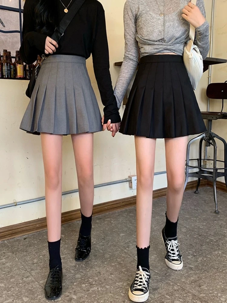 高腰显瘦百褶裙A字半身裙短款