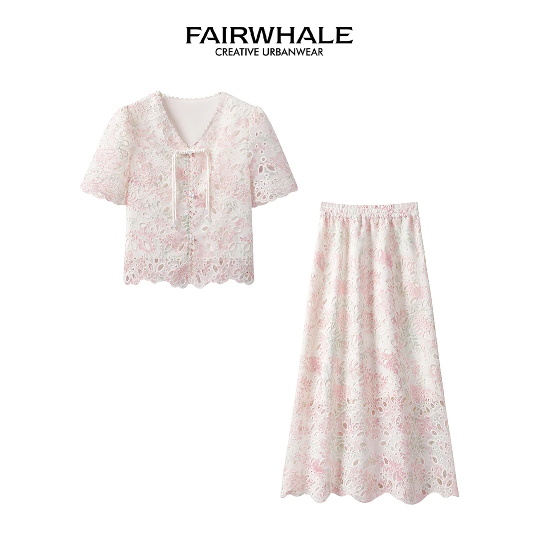 【春季上新】粉色蔷薇马克华菲女装舒适复古法式时尚显瘦慵懒连衣裙