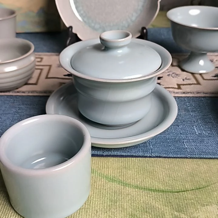 ****。摆件清凉寺汝瓷仿古釉纯手工盖碗福利