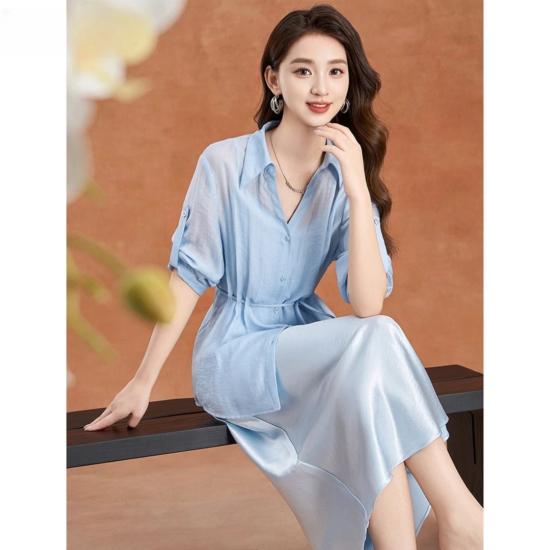 A322 套装连衣裙女夏2025新品洋气质漂亮高级感两件套