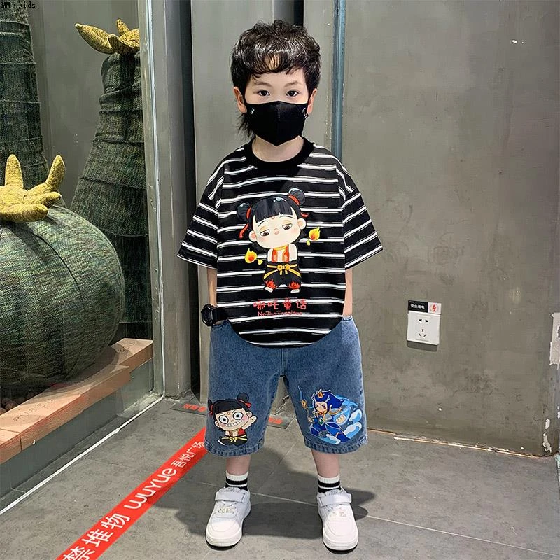 哪吒儿童服装男童夏季套装2025新款短袖痞帅两件套潮酷小男孩衣服