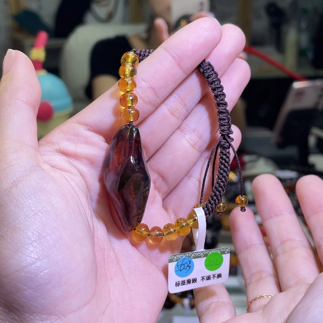 未镶嵌琥珀裸石虫珀编织手链