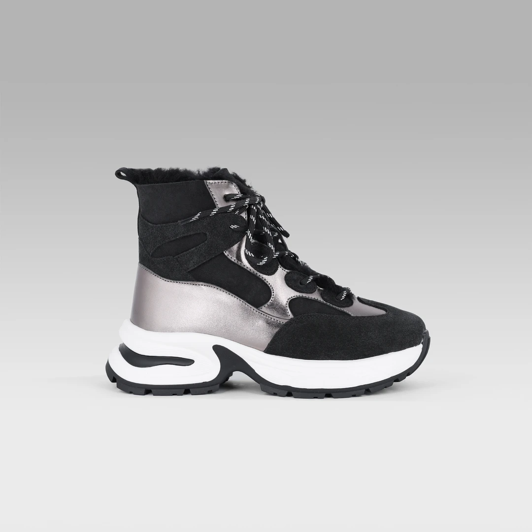 YELLOW EARTH秋冬新女士罗斯系带休闲鞋羊皮毛一体6CM厚底52R