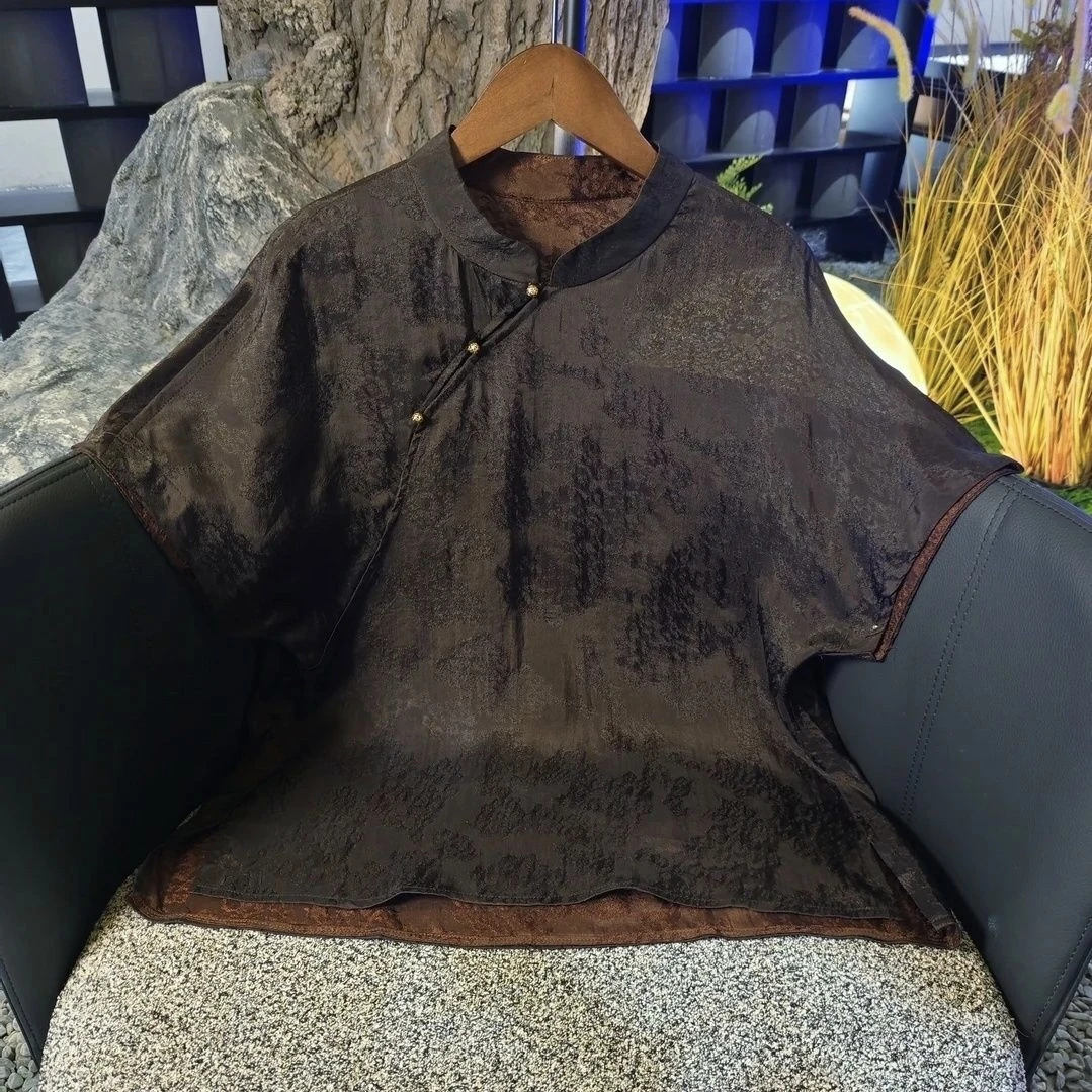 1669夏季双面穿时尚百搭休闲舒适立领小衫