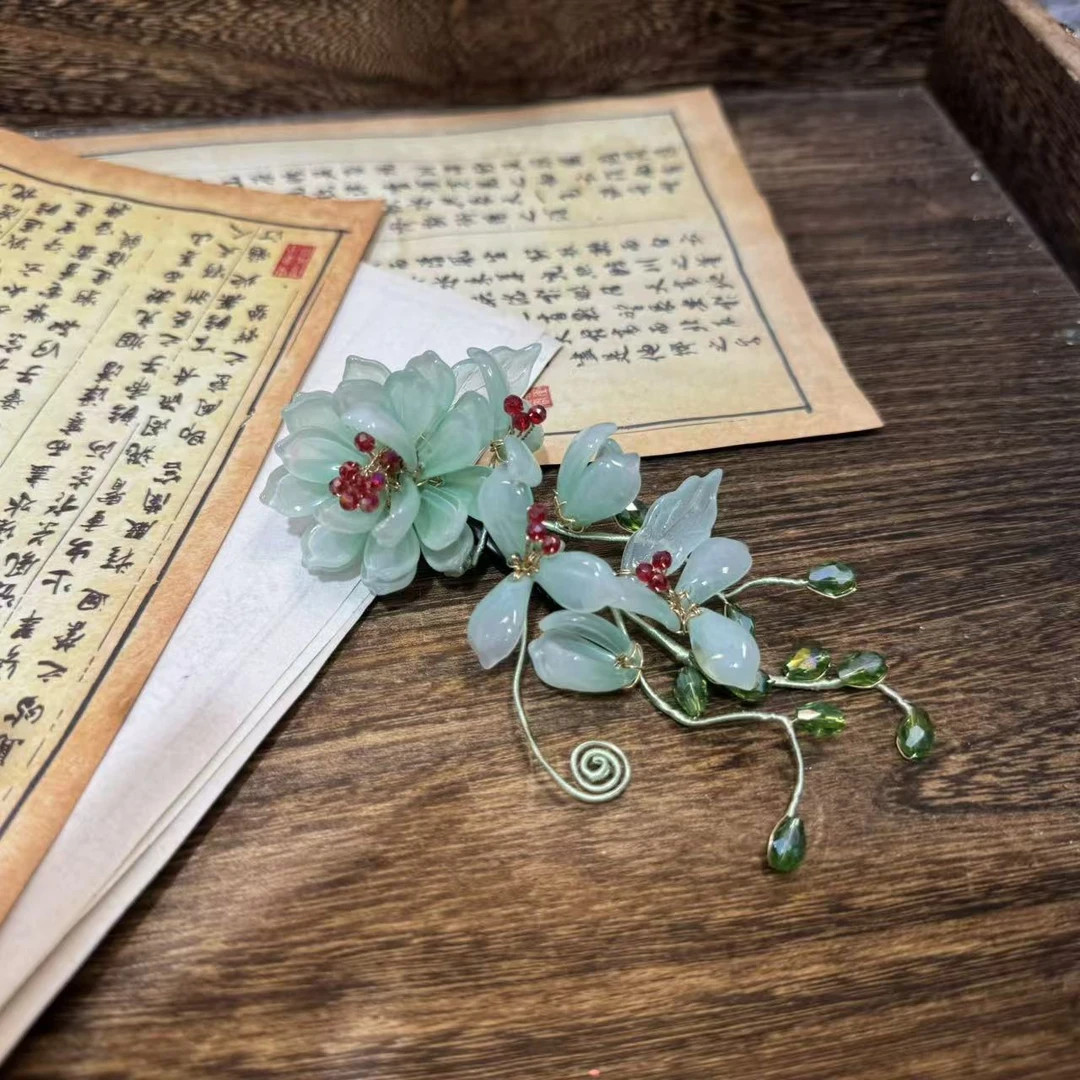 仿岫玉发夹。前尘梦古风汉服配饰