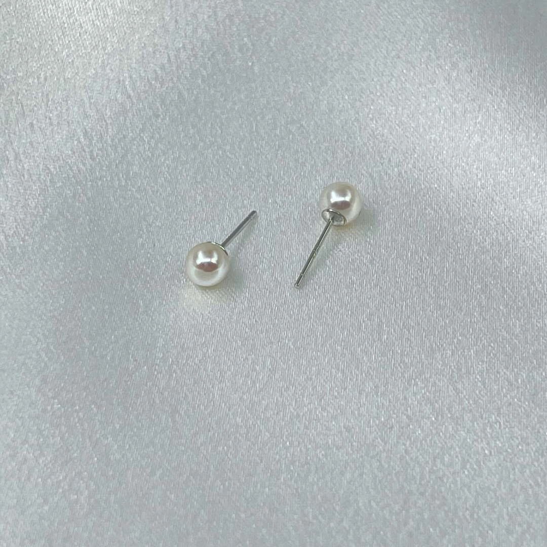 【小冰钻】【真珠佳人】S925银淡水小冰钻耳钉4-5mm