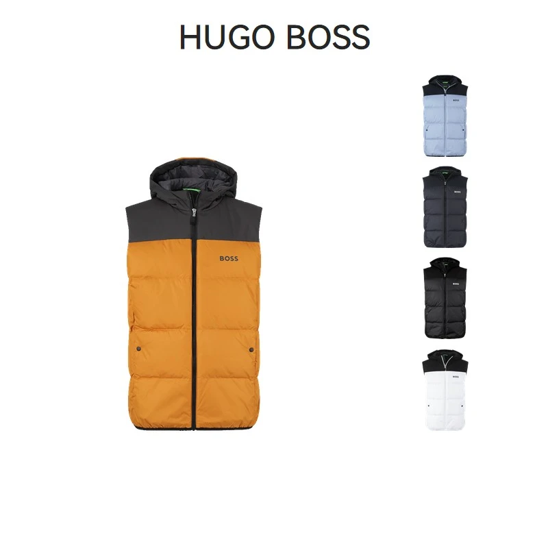 Hugo Boss雨果博斯 男士防泼水薄款鸭绒连帽羽绒服马甲50497645