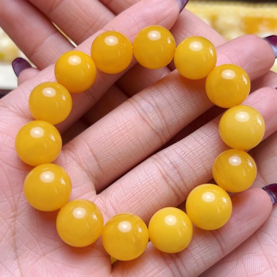 蜜蜡裸石未镶嵌13mm鸡油黄单圈