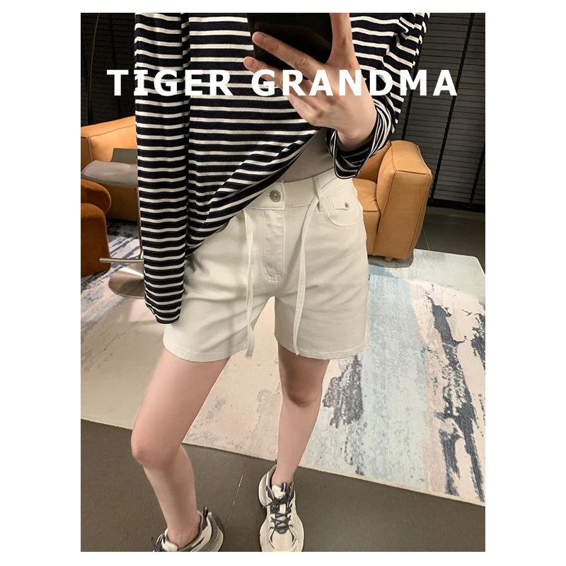 大奇TG 2506 装饰腰绳四面弹牛仔短裤