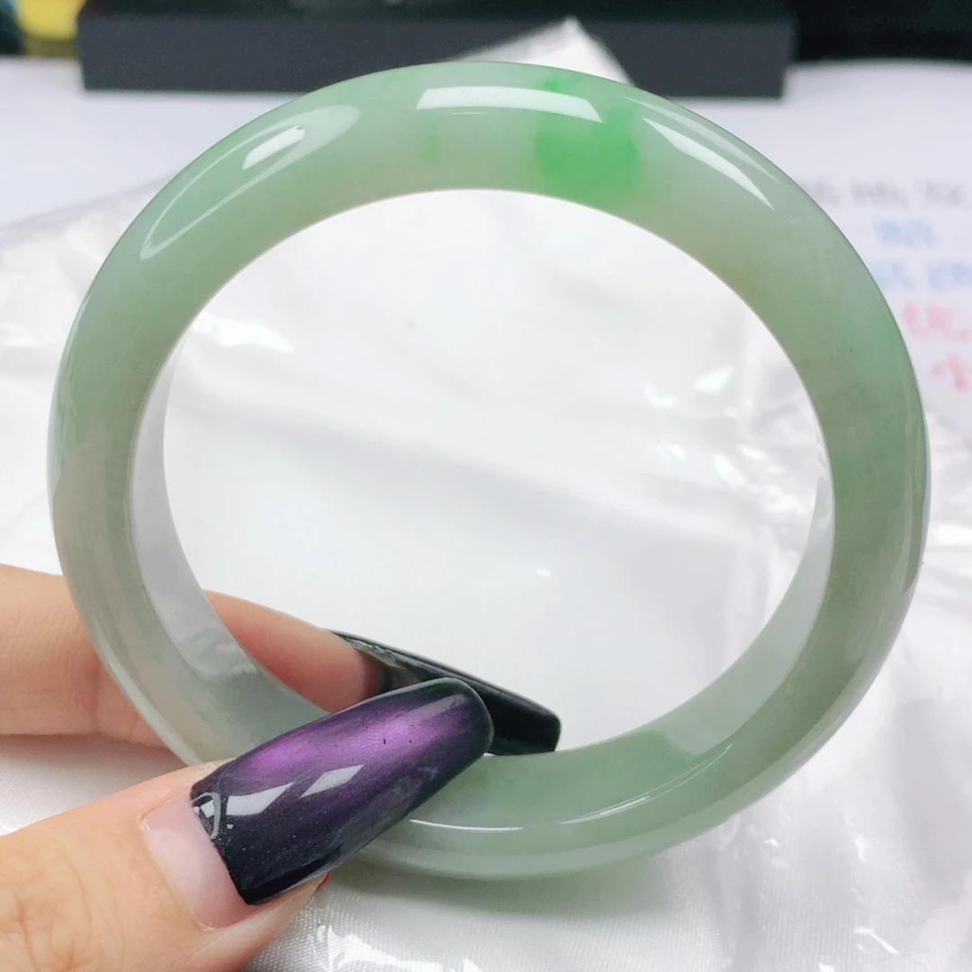未镶嵌手镯翡翠翡翠56.5飘阳绿正圈