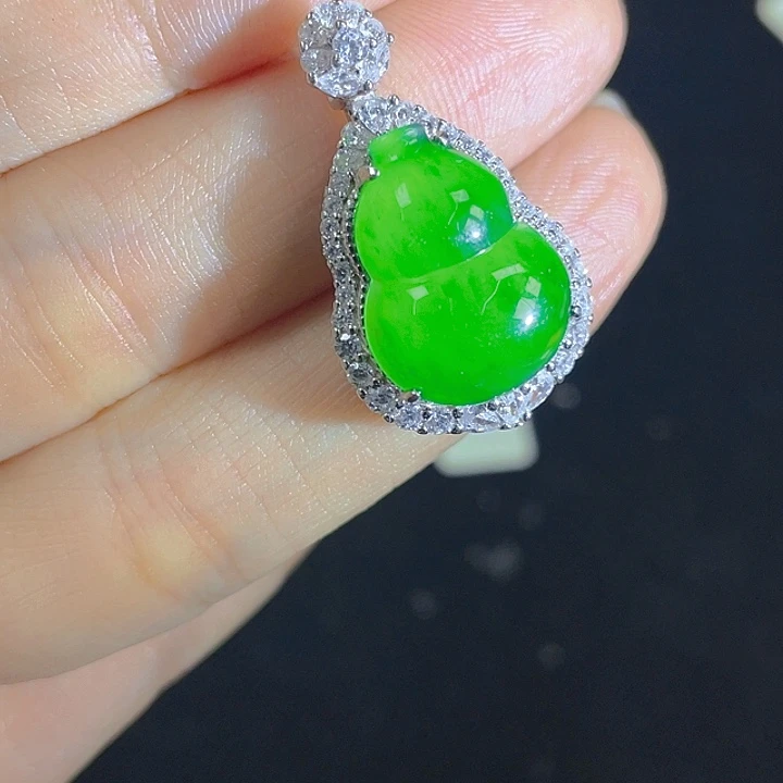 翡翠银S925镶嵌吊坠(不含链)