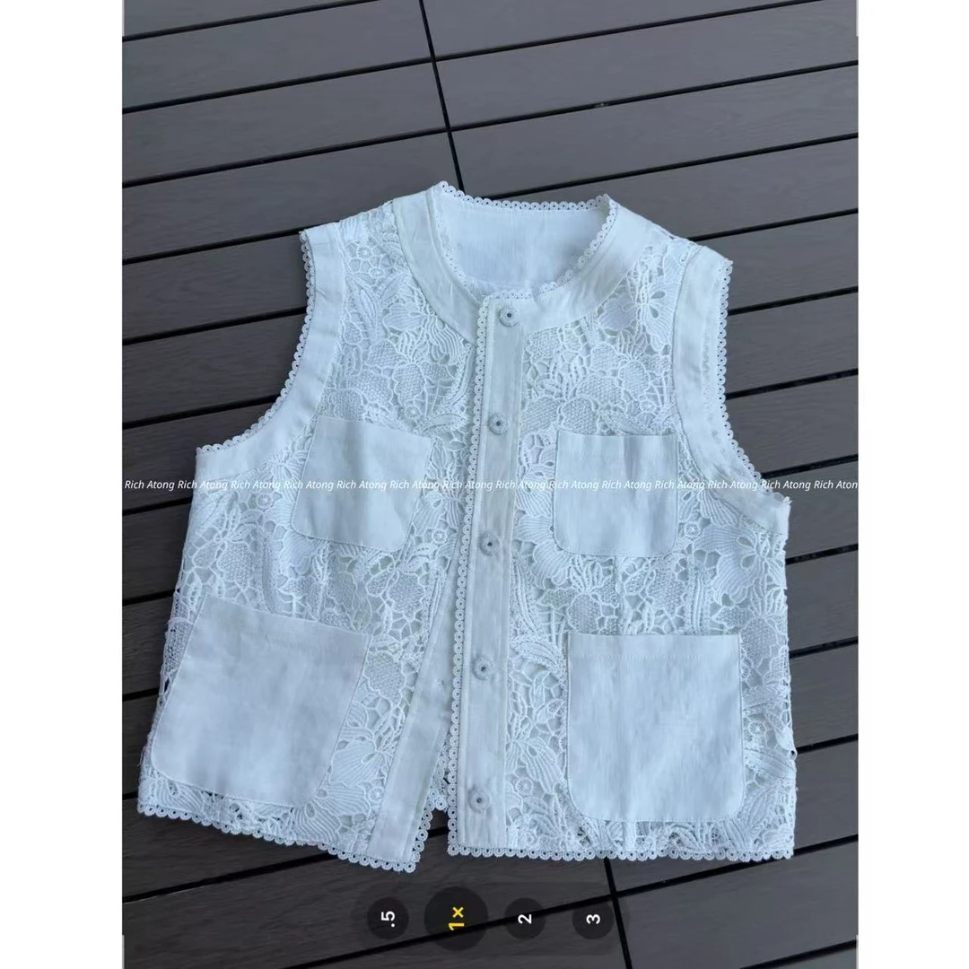 atong/阿彤-【四口袋马甲】-2025 极简轻奢重工蕾丝口袋马甲0530-14