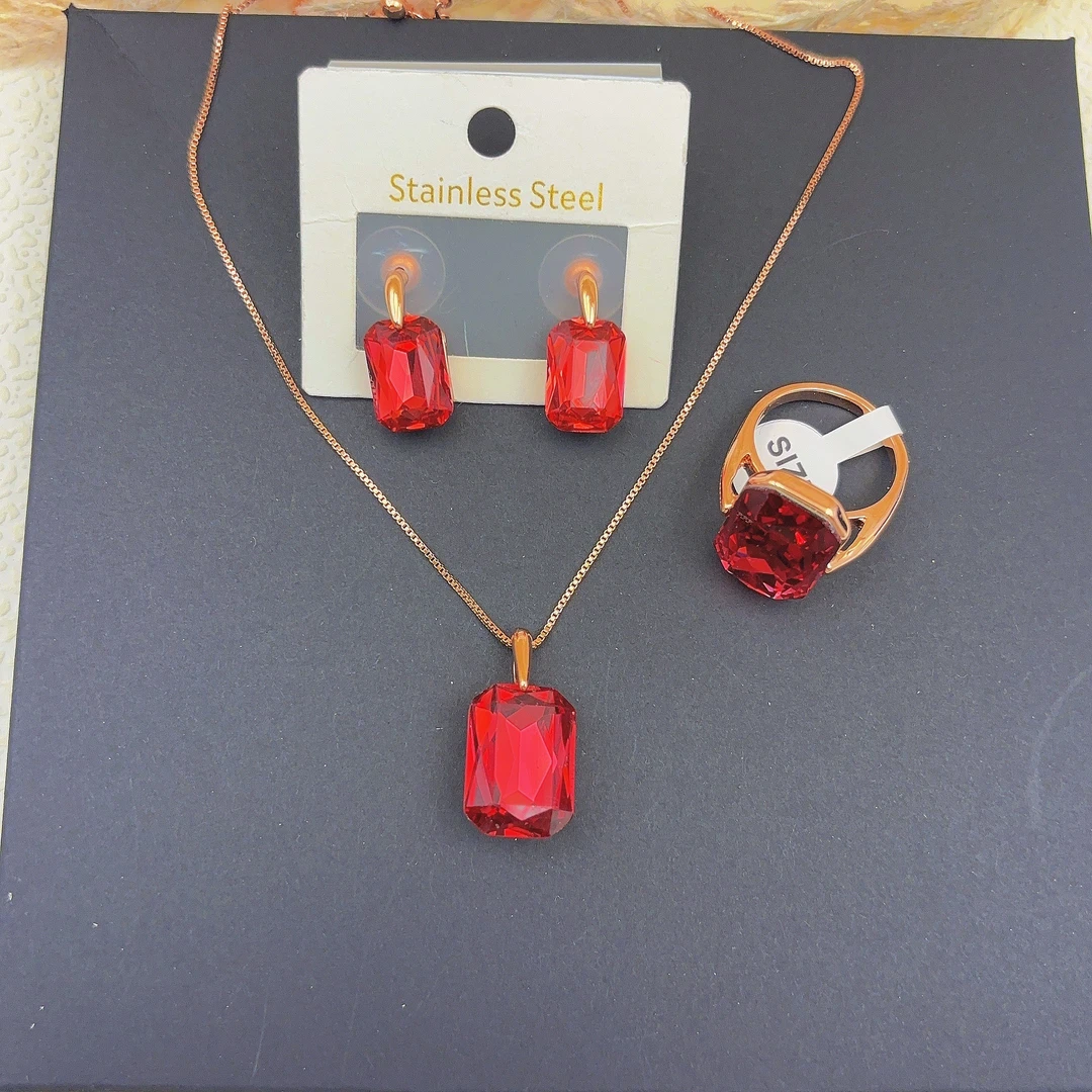 钛钢项链 时尚爆款玫瑰金款585套装503-23-24百搭复古素款精美白·