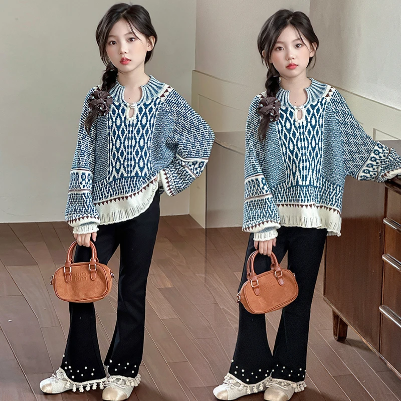 女童毛衣2025新款春秋装儿童衣服洋气针织衫韩版女孩打底上衣童装