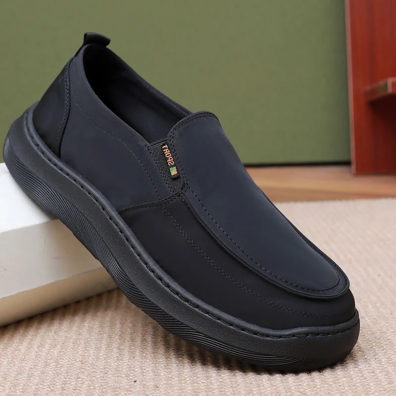 新款厚底时尚冰丝布鞋老北京布鞋一脚蹬加肥宽松休闲布鞋软底防滑