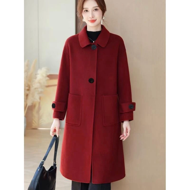 玲姐定制-双面毛呢大衣高级感长款呢子大衣Q大衣 60533