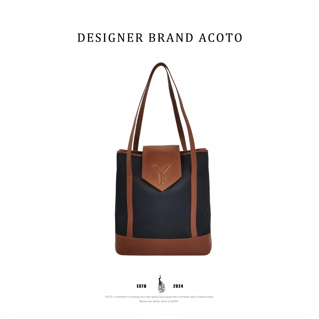 Acoto&中古经典百搭拼色单肩托特包