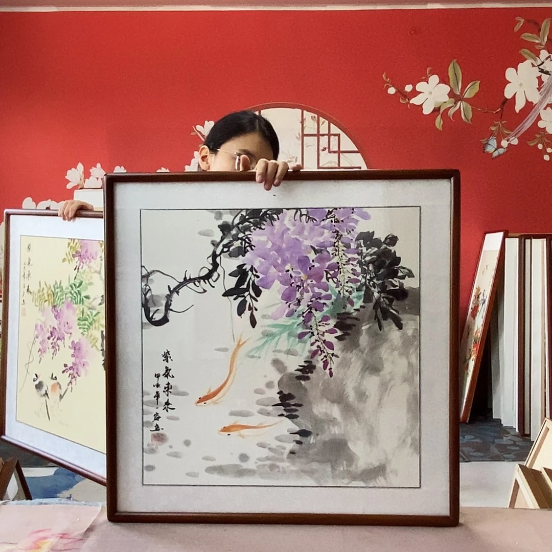 国画手写手绘国画作品带框包邮62