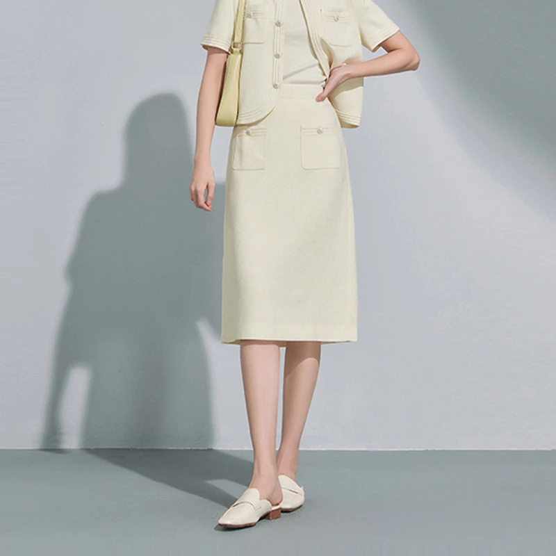 【小余专属】MOFAN摩凡春新款米色半裙MBB372480