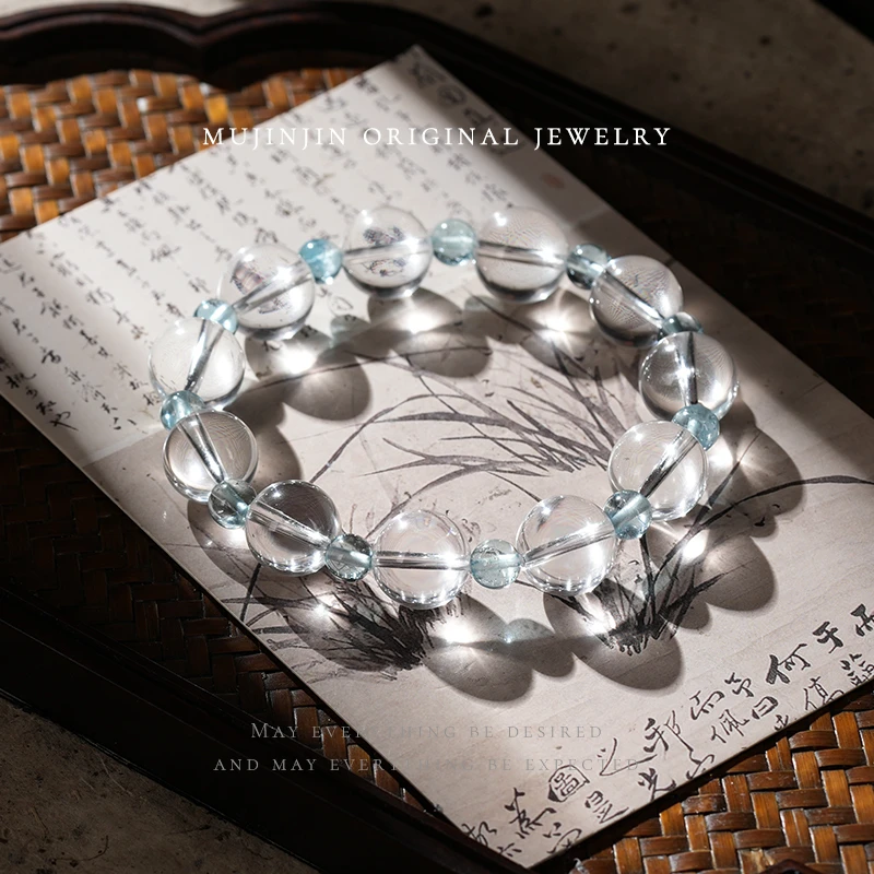 【木槿槿 冰川梦境】天然白水晶手串女款约13m时尚珠宝首饰串珠手链