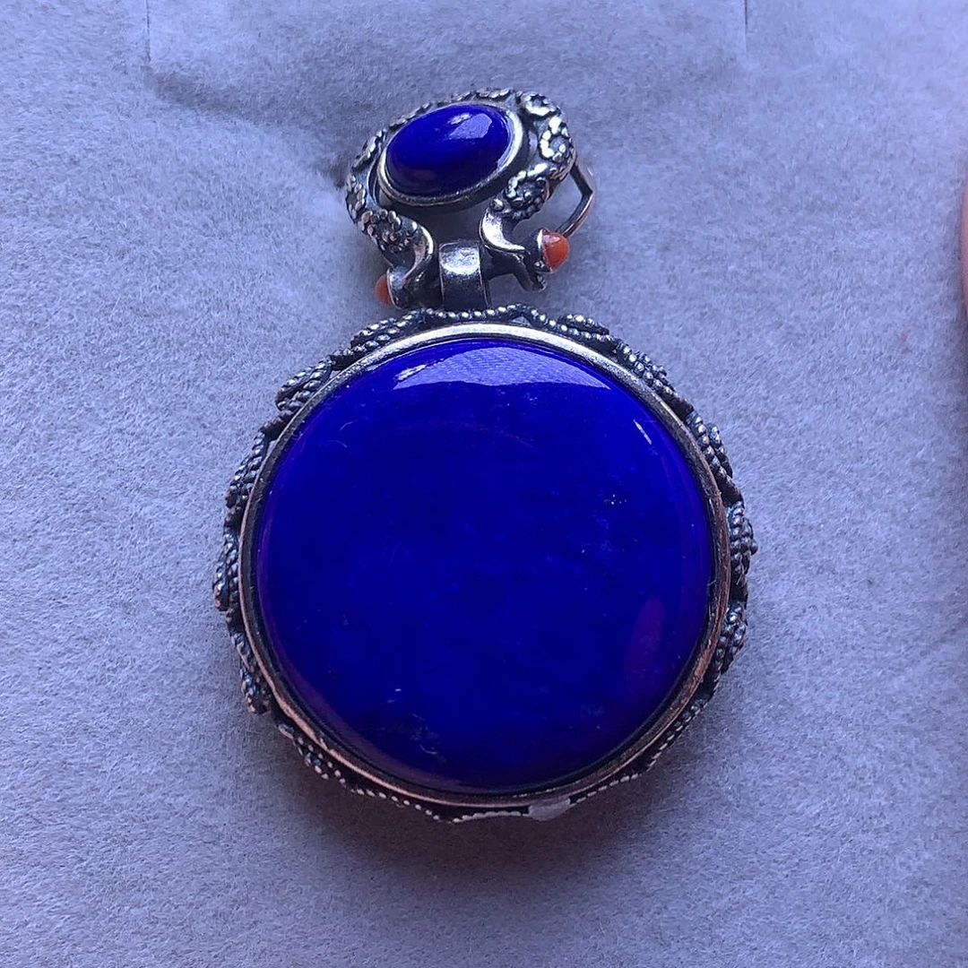 青金石银S925镶嵌吊坠24.4m