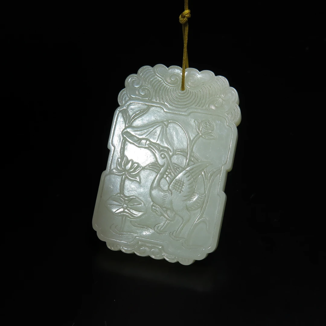 清代一路连科佩/MZ537615/和田玉/民族文物