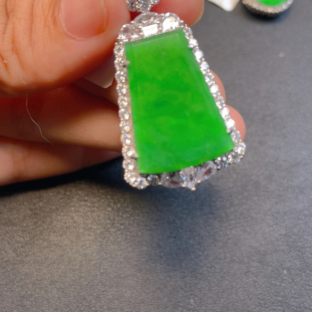 翡翠银S925镶嵌吊坠(不含链)