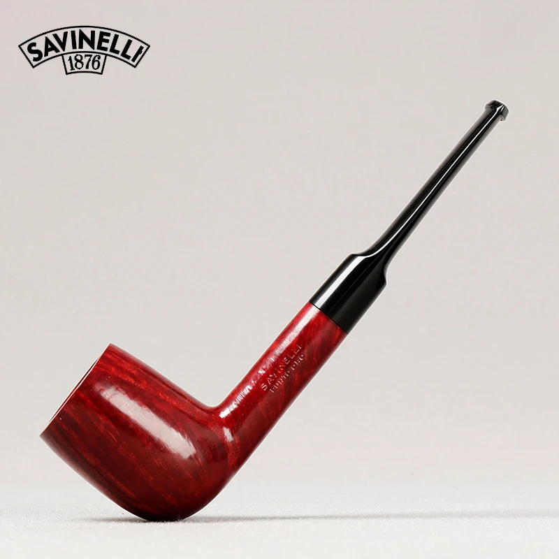 意大利沙芬SAVINELLI 早期一点金 红色光面直斗 石楠木烟斗