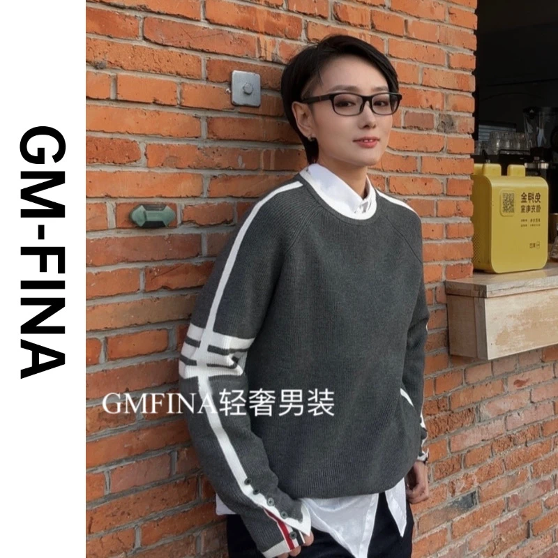 GM-FINA轻奢男士毛衣秋冬新品时尚圆领修身打底衫66167 XJ