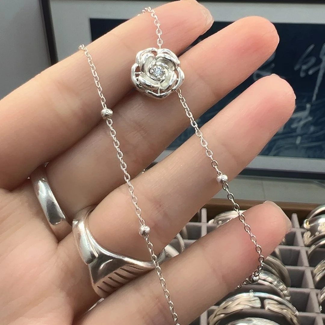 足银无非金属无玫瑰花项链
