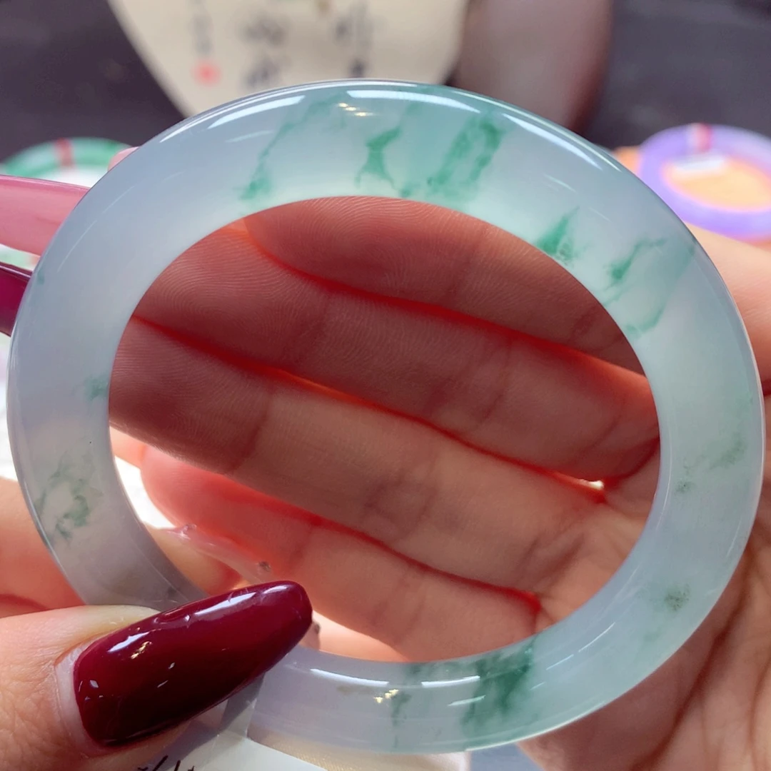 翡翠手镯未镶嵌圆条49号66