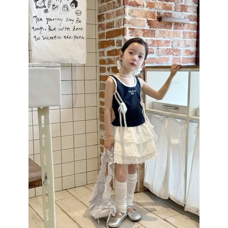 【现货】郝叔童品夏季新款时尚潮牌女童蝴蝶结背心2025洋气潮HL5240
