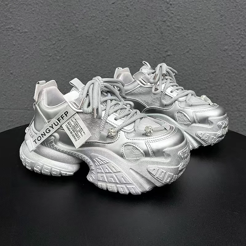 615潮牌老爹鞋厚底阿甘鞋春季流行休闲增高防滑时尚潮流银色新款