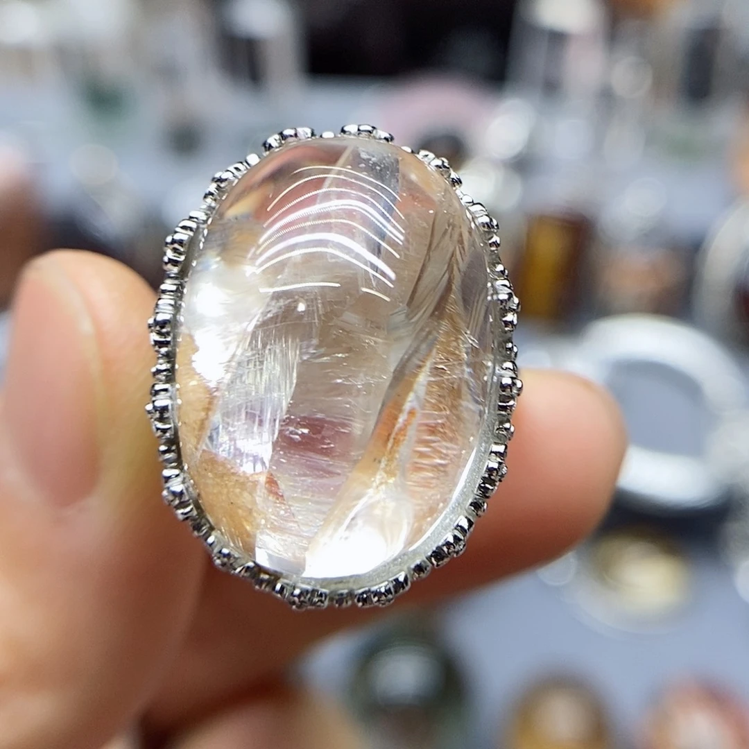 水晶戒指银S925镶嵌美*儿