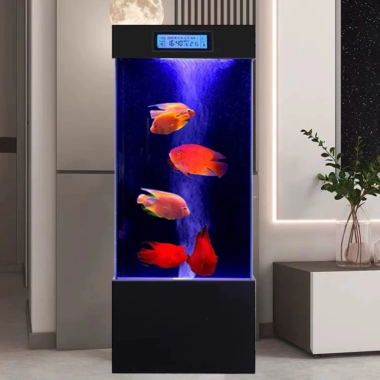 家用中小型超白玻璃一体式成品鱼缸自带充氧落地立式落地鱼缸