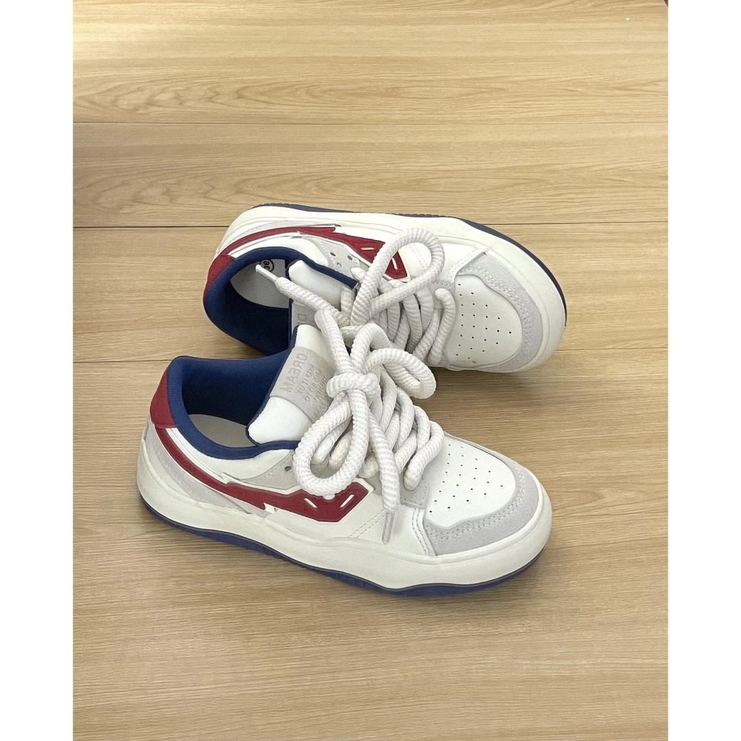 马里奥配色板鞋萌女学生百搭厚底ins潮原创设计休闲运动小白鞋子