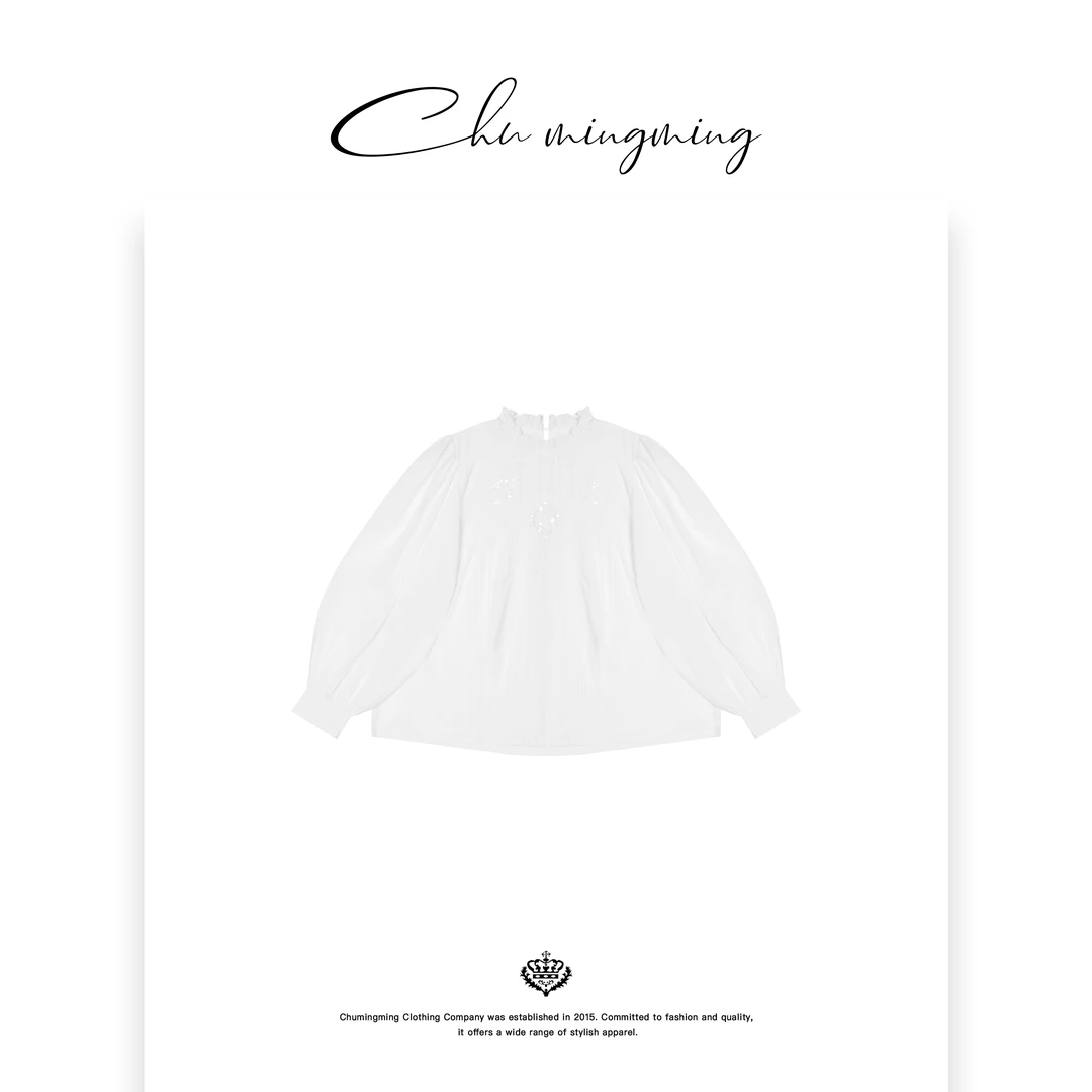 【CHU/2025SSNEW】原创设计 《梧月》镂空泡泡袖衬衣WHC2502
