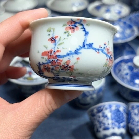 杯华****苗手绘釉下彩如式杯