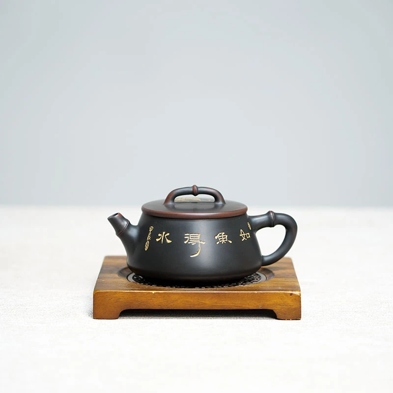 13号 宽口竹节如鱼得水壶 汉瓦壶 全手工中式坭兴陶茶壶 200CC